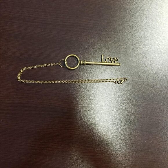 LOVE Skeleton Key Necklace on Bronze Chain - Picture 6 of 6